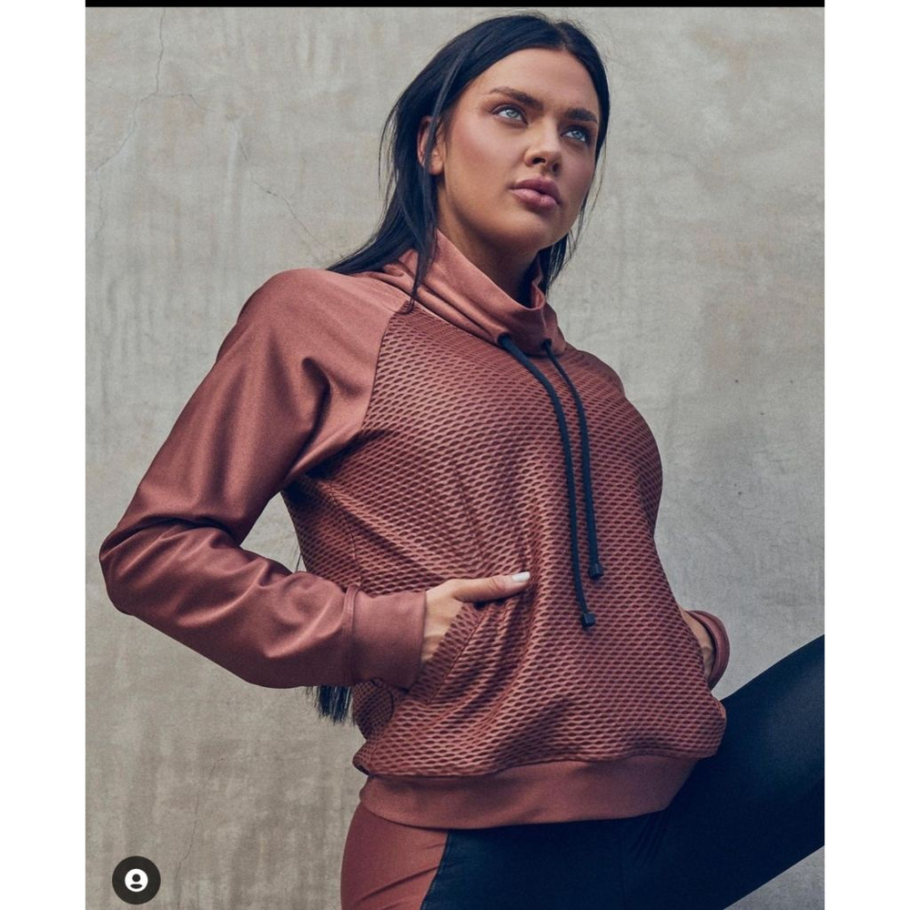 Koral Womens Funnel Shinny Netz Pullover Sz S
